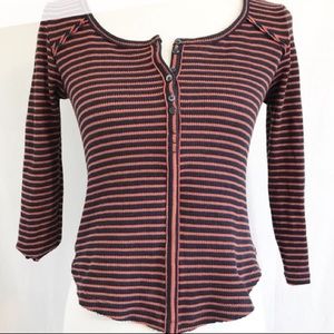 We the free orange and navy blue striped top free people